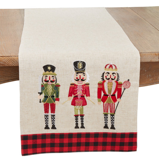 Christmas Natural Beige Nutcrackers Table Runner, 80% polyester - 20% linen
