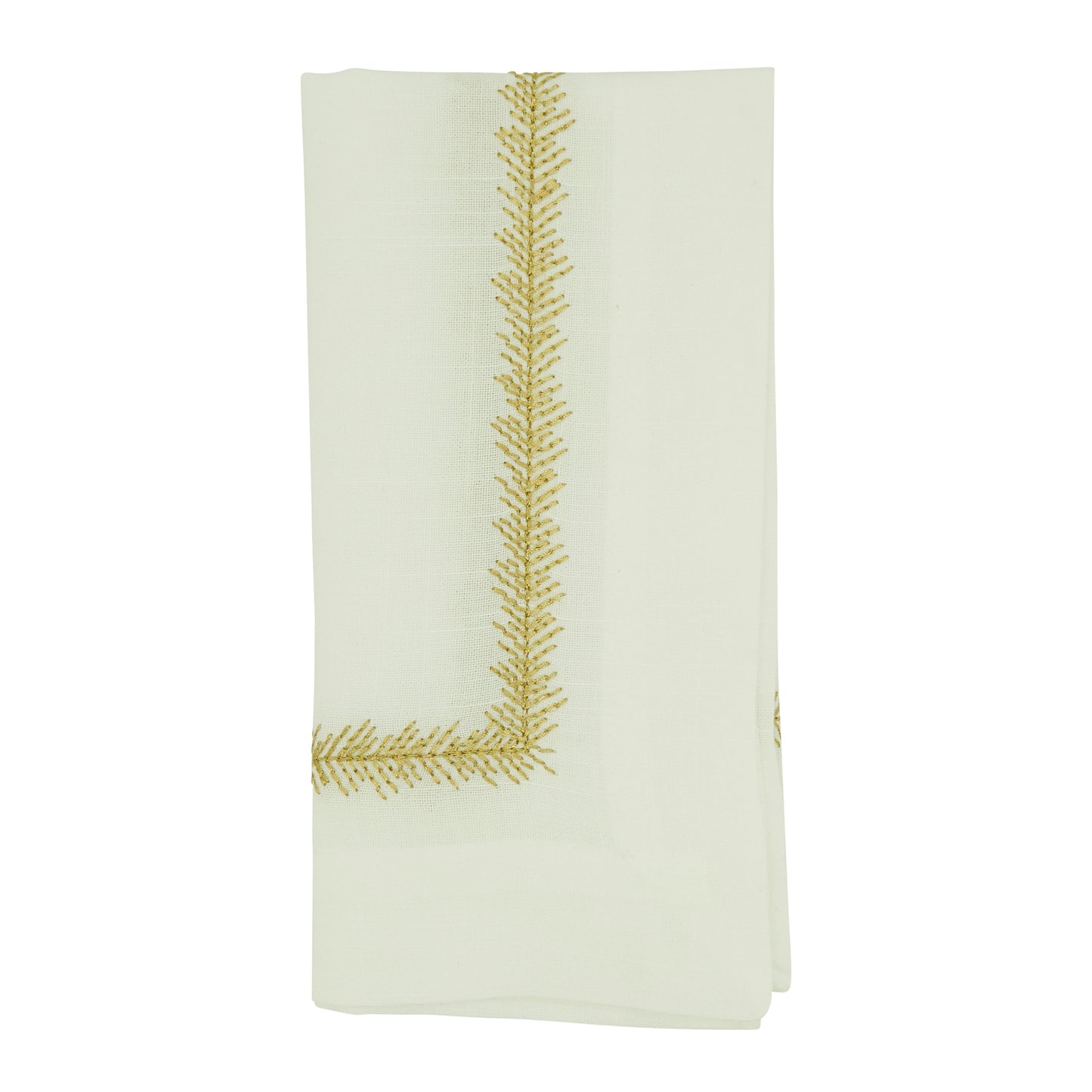 Gold Embroidered Border Napkins 100% polyester, 20 Inch Square (4 pcs.)