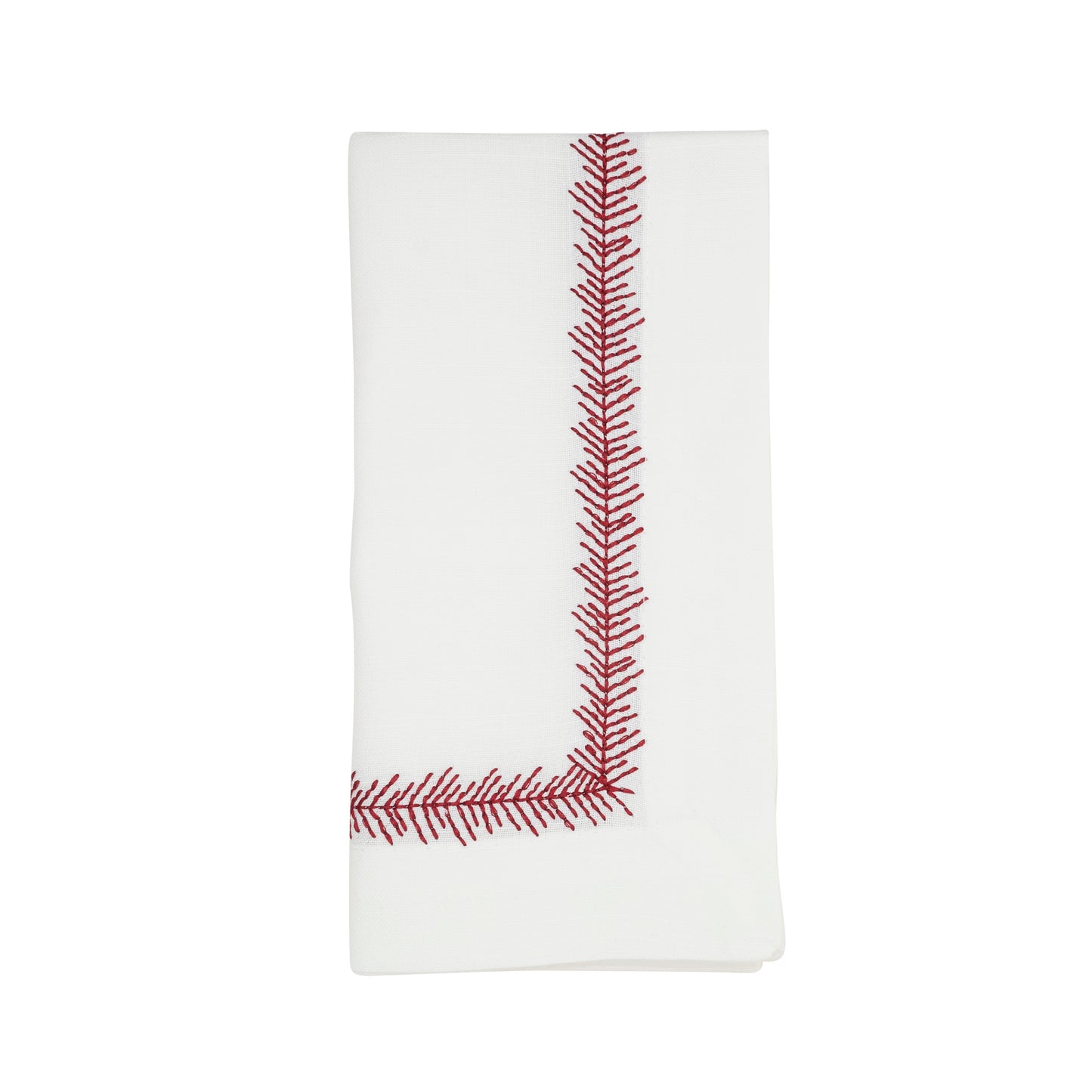 Red Embroidered Border Napkins 100% polyester, 20 Inch Square (4 pcs.)