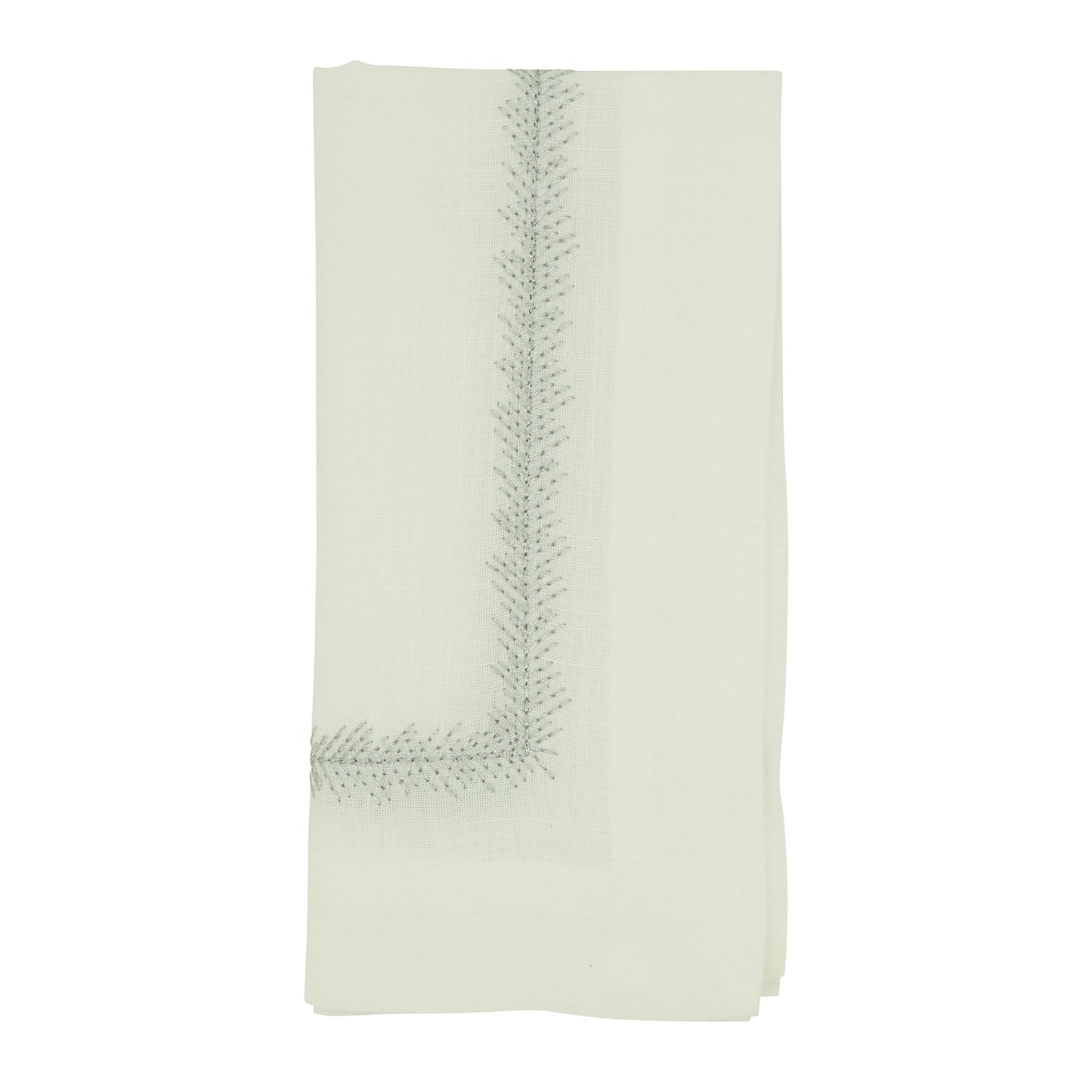 Silver Embroidered Border Napkins 100% polyester, 20 Inch Square (4 pcs.)