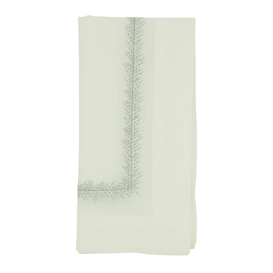 Silver Embroidered Border Napkins 100% polyester, 20 Inch Square (4 pcs.)