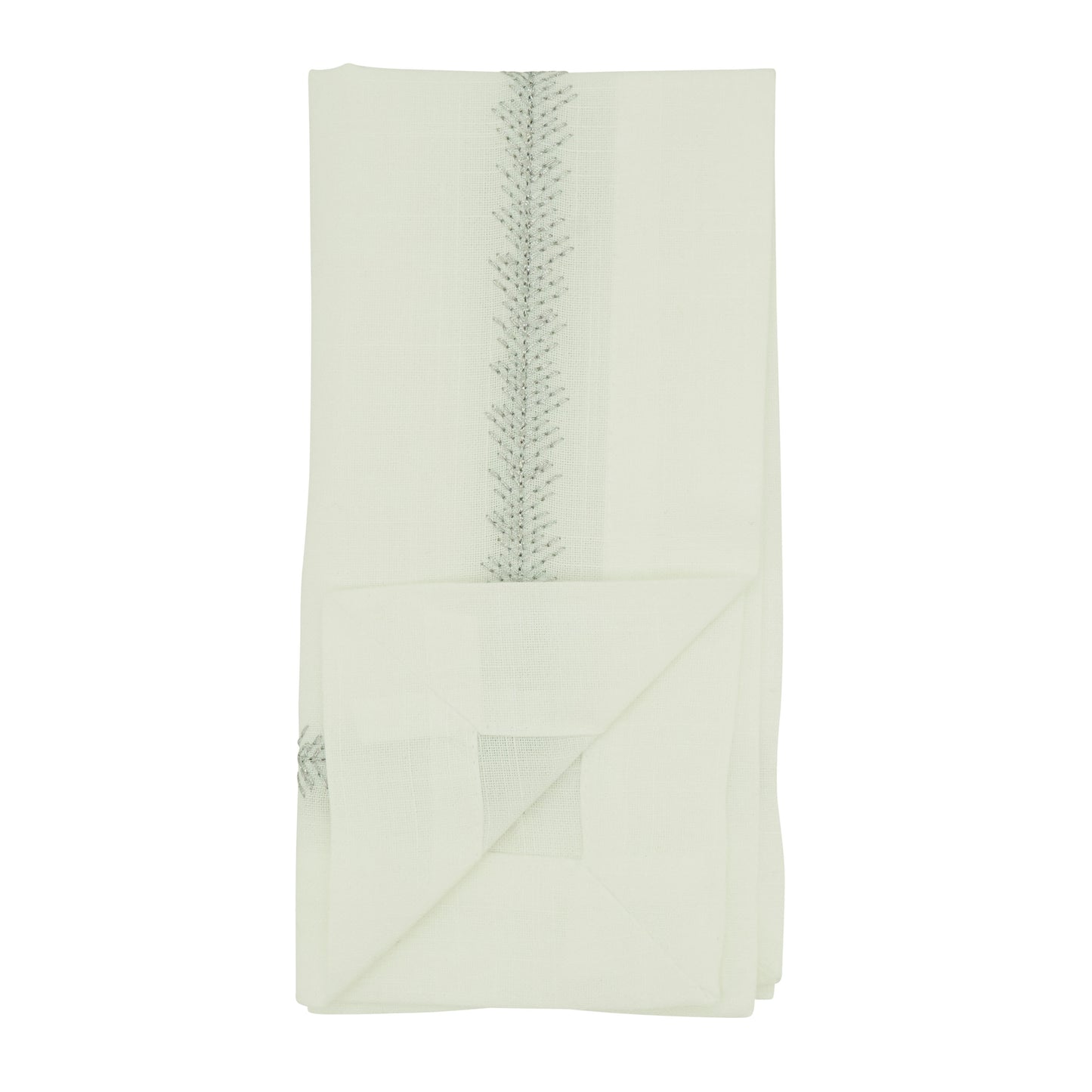 Silver Embroidered Border Napkins 100% polyester, 20 Inch Square (4 pcs.)