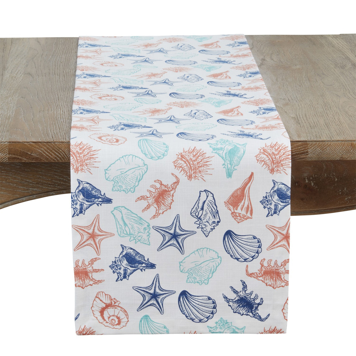 Everyday / All Season Multi Sea Shells Table Runner, 100% cotton