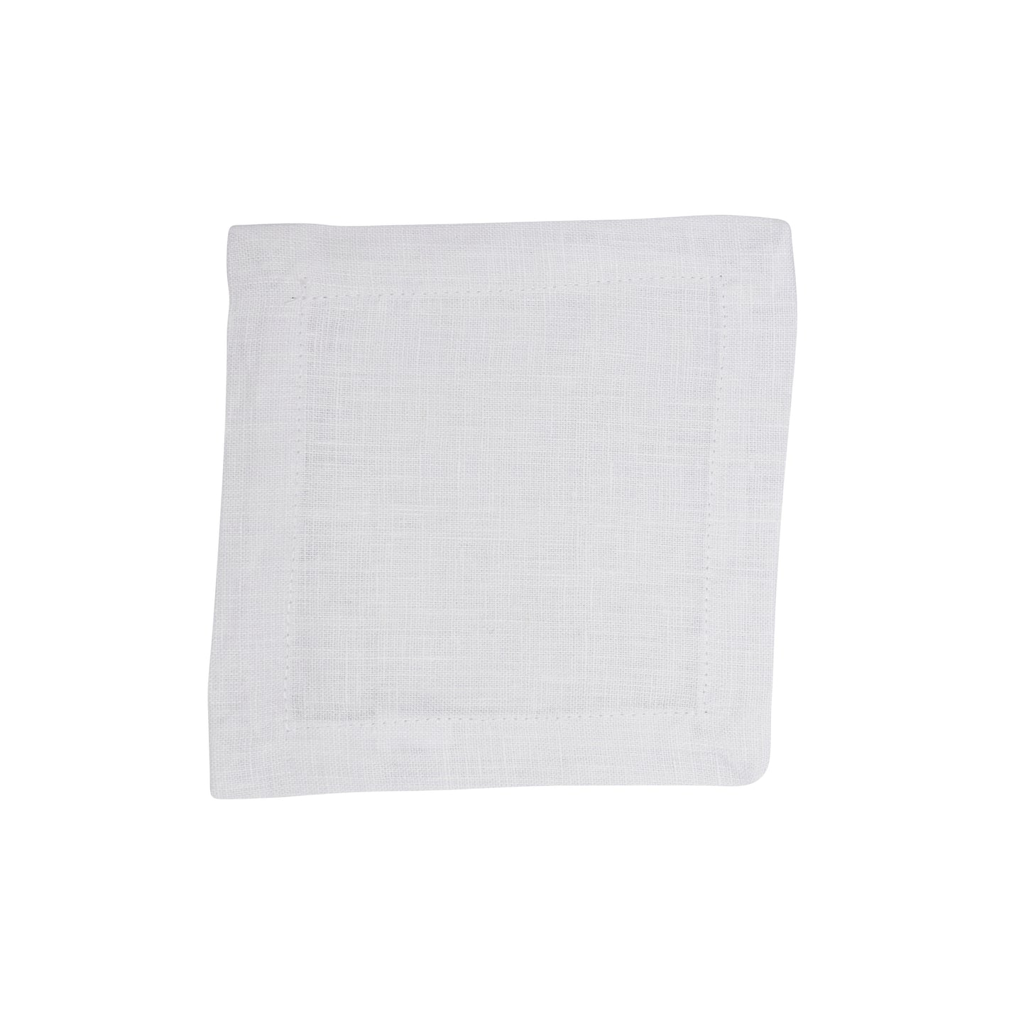 White Plain Linen Cocktail Napkins 100% linen, 6 Inch Square (4 pcs.)