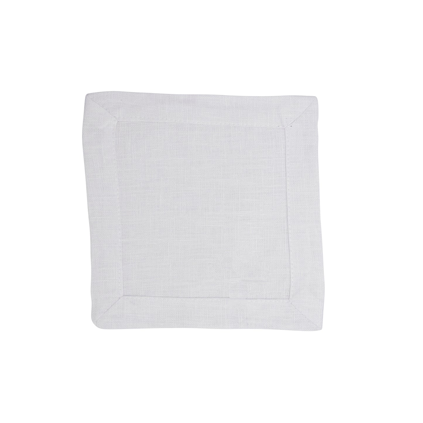 White Plain Linen Cocktail Napkins 100% linen, 6 Inch Square (4 pcs.)
