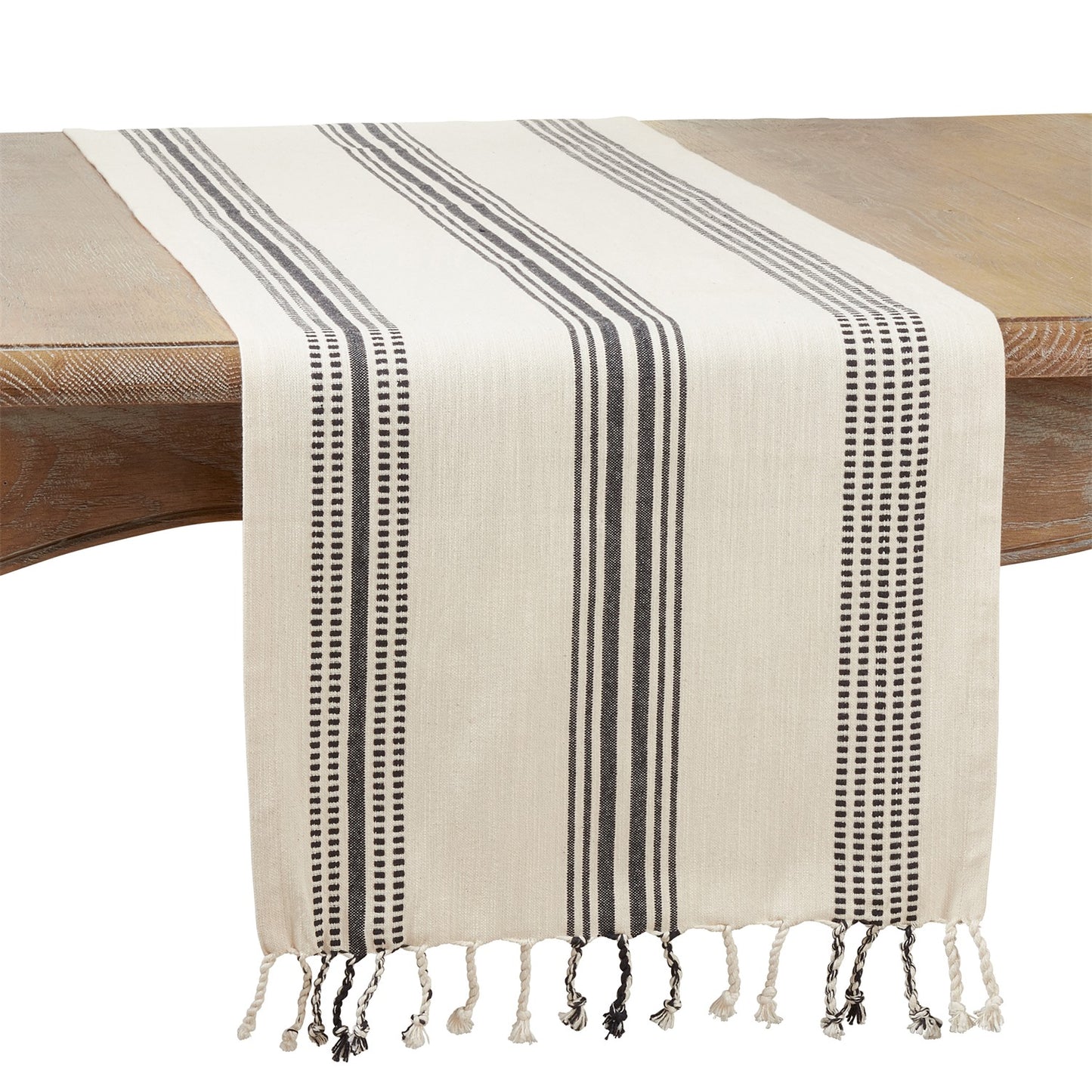 Everyday / All Season Black Striped Table Runner, 100% cotton
