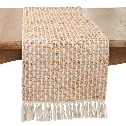 Everyday / All Season Ivory Off-White Rope Table Runner, 80% cotton - 20% jute