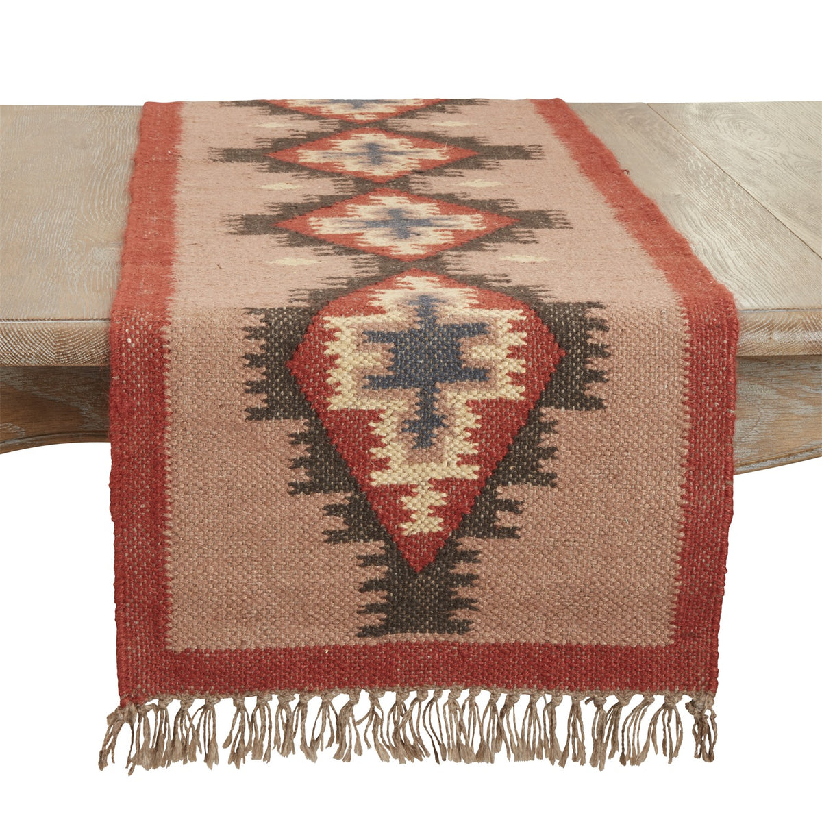 Everyday / All Season Multi Kilim Table Runner, 80% jute - 20% wool