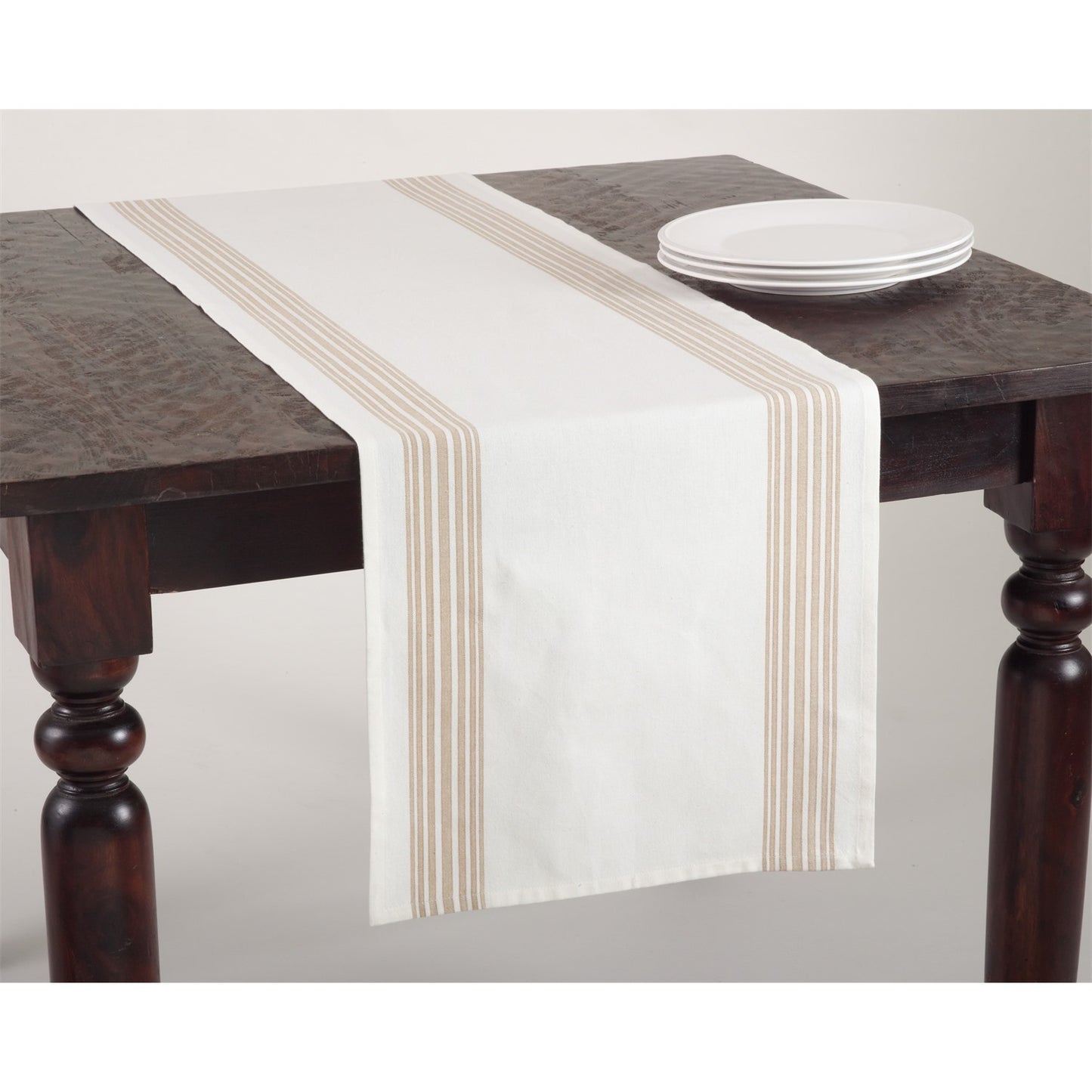 Everyday / All Season Natural Beige Striped Design Table Runner, 100% cotton