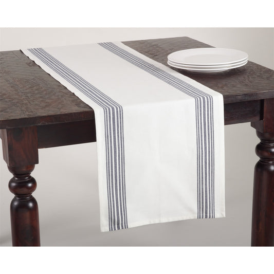 Everyday / All Season Navy Blue Striped Design Table Runner, 100% cotton