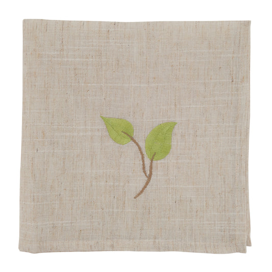 Natural Embroidered Vine Napkins 80% polyester - 20% linen, 20 Inch Square (4 pcs.)