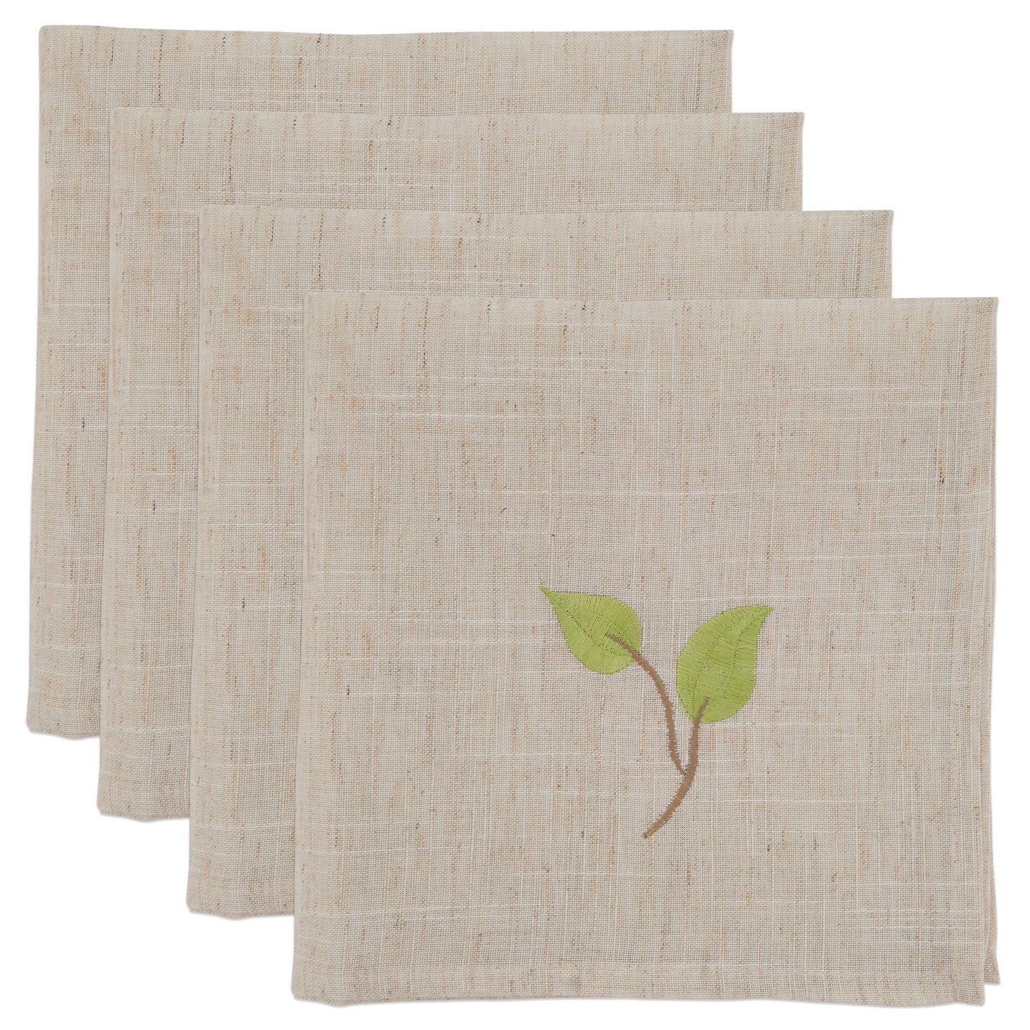 Natural Embroidered Vine Napkins 80% polyester - 20% linen, 20 Inch Square (4 pcs.)