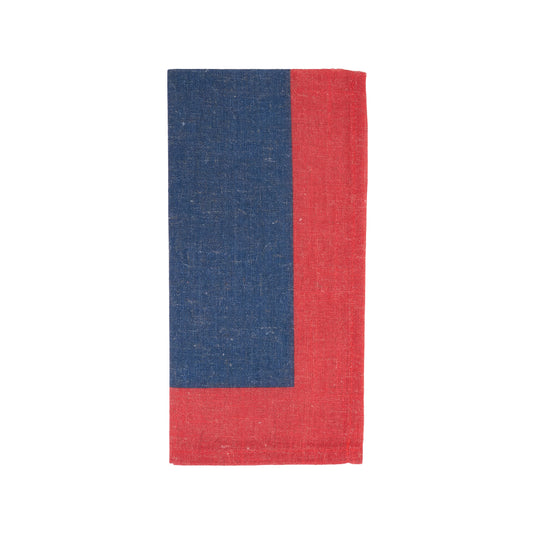 Navy Blue Color Band Border Napkins 85% polyester - 15% linen, 20 Inch Square (4 pcs.)