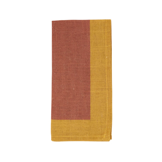 Rust Color Band Border Napkins 85% polyester - 15% linen, 20 Inch Square (4 pcs.)
