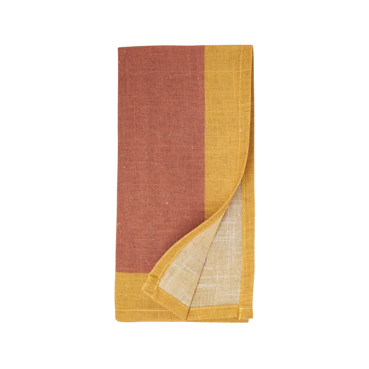 Rust Color Band Border Napkins 85% polyester - 15% linen, 20 Inch Square (4 pcs.)