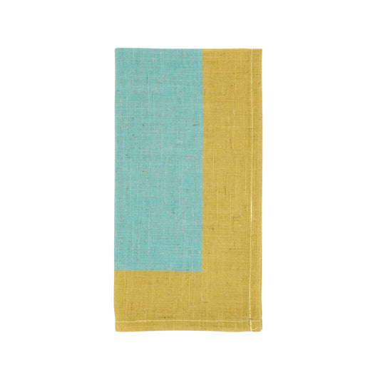 Sea Green Color Band Border Napkins 85% polyester - 15% linen, 20 Inch Square (4 pcs.)