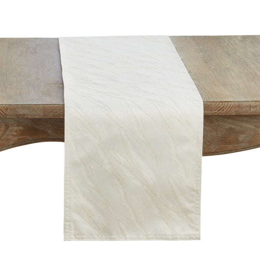 Everyday / All Season Ivory Off-White Metallic Shimmer Table Runner, 100% Polyester