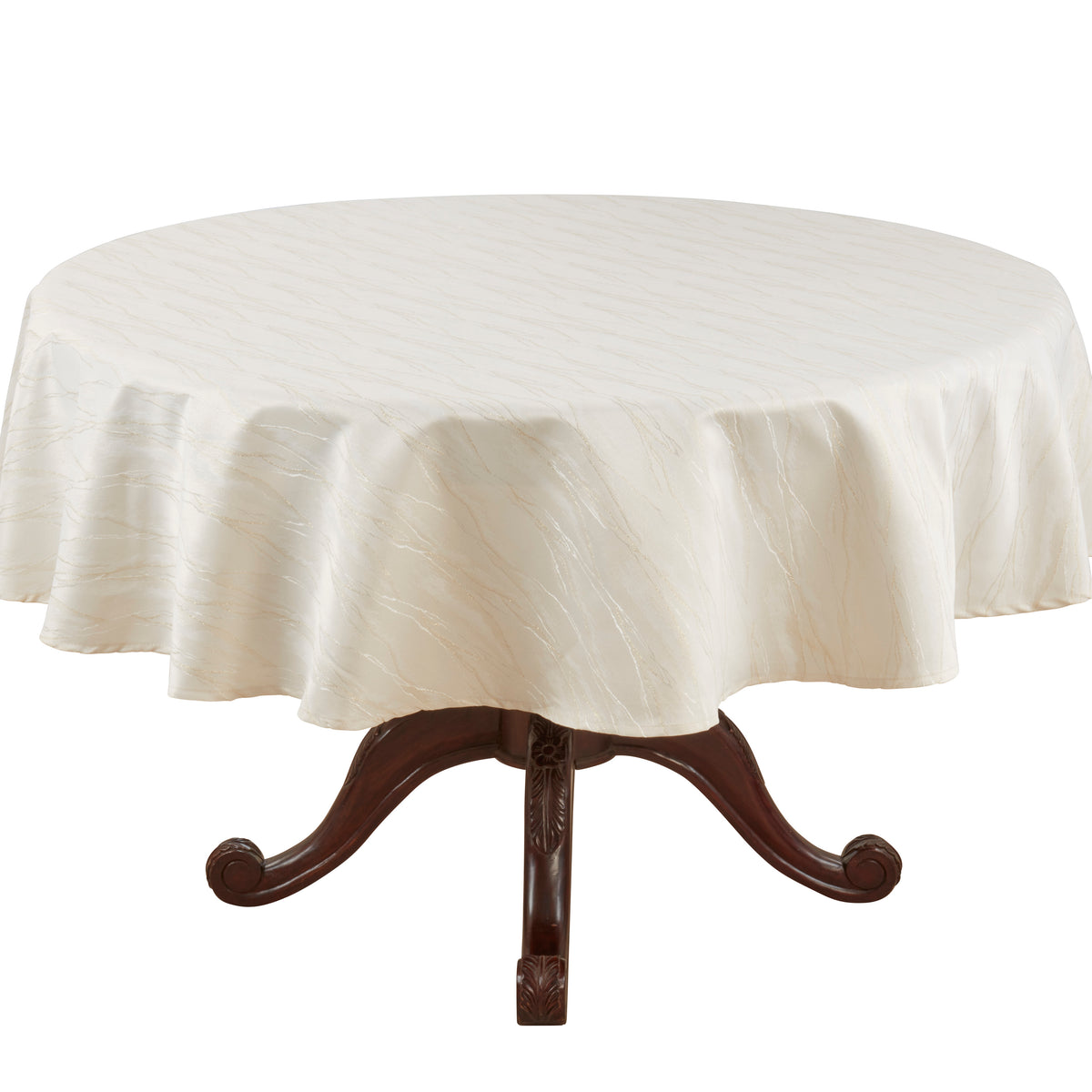 Ivory White Metallic Shimmer Tablecloth  100% polyester