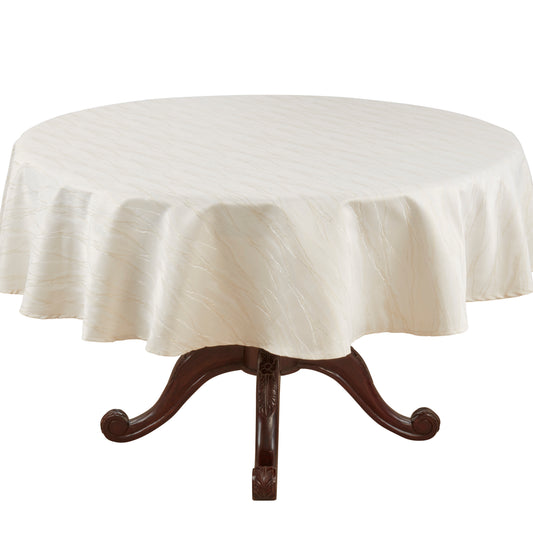 Ivory White Metallic Shimmer Tablecloth  100% polyester
