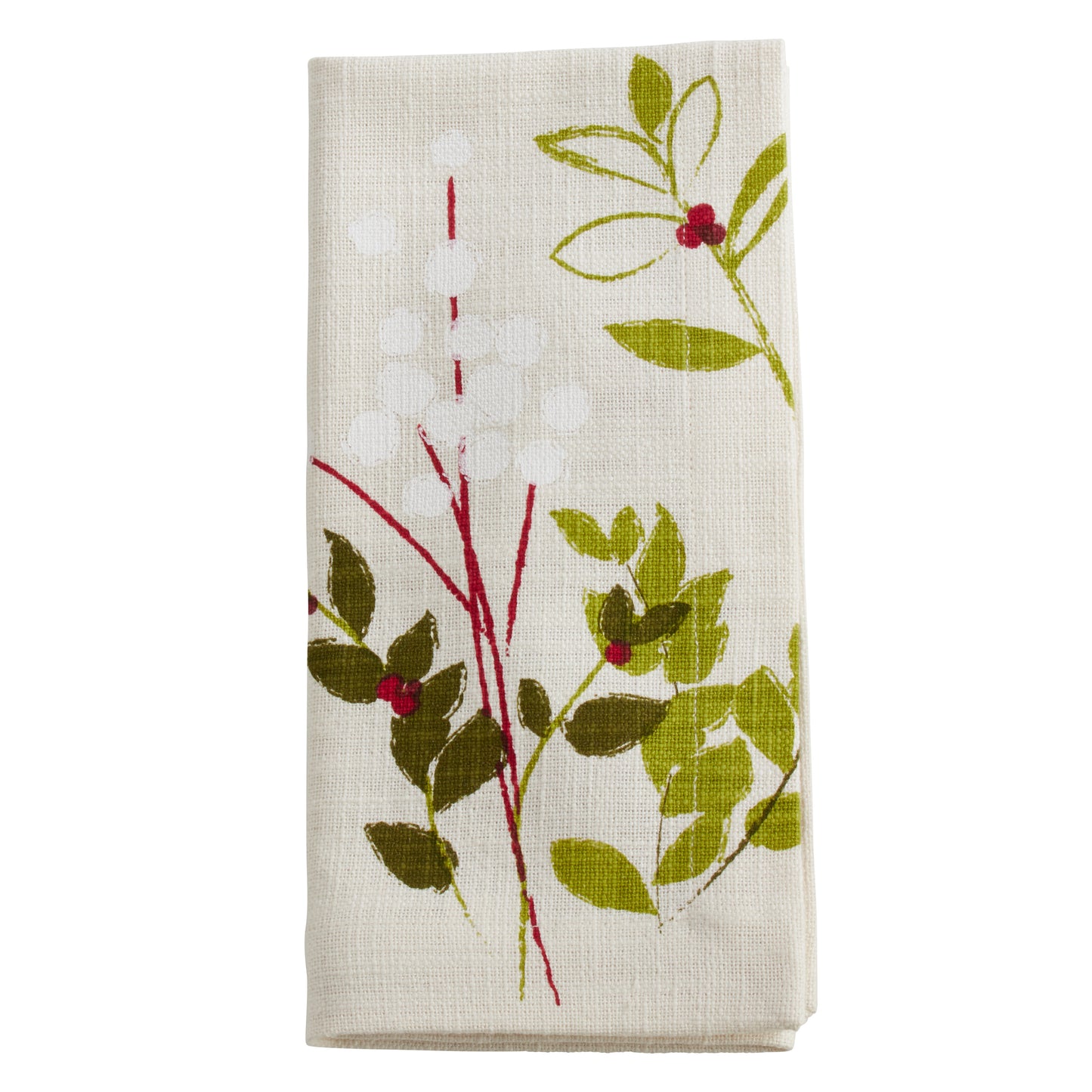 Natural Holiday Botanical Napkins 100% cotton, 20 Inch Square (4 pcs.)