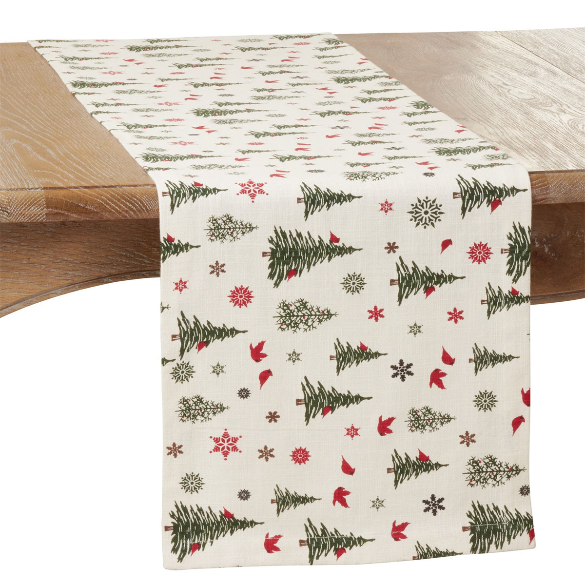 Christmas Ivory Off-White Christmas Tree Table Runner, 100% cotton