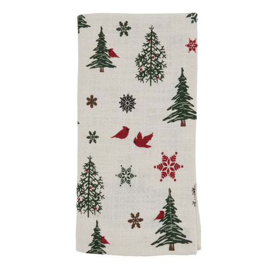 Ivory Christmas Tree Napkins 100% cotton, 20 Inch Square (4 pcs.)