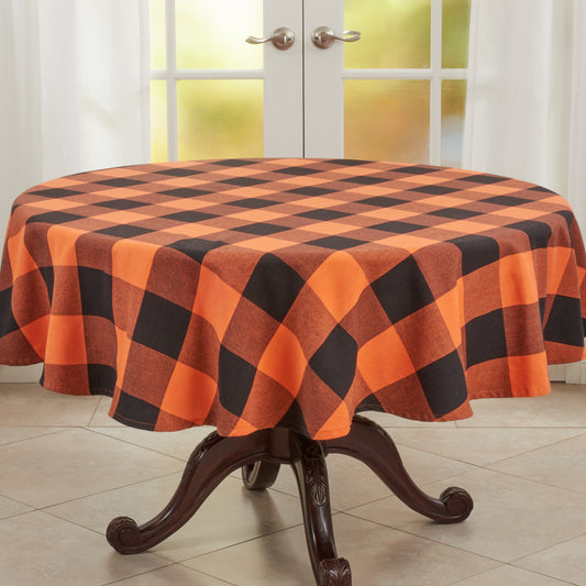 Mantel de cuadros tipo búfalo naranja/negro, 100% algodón