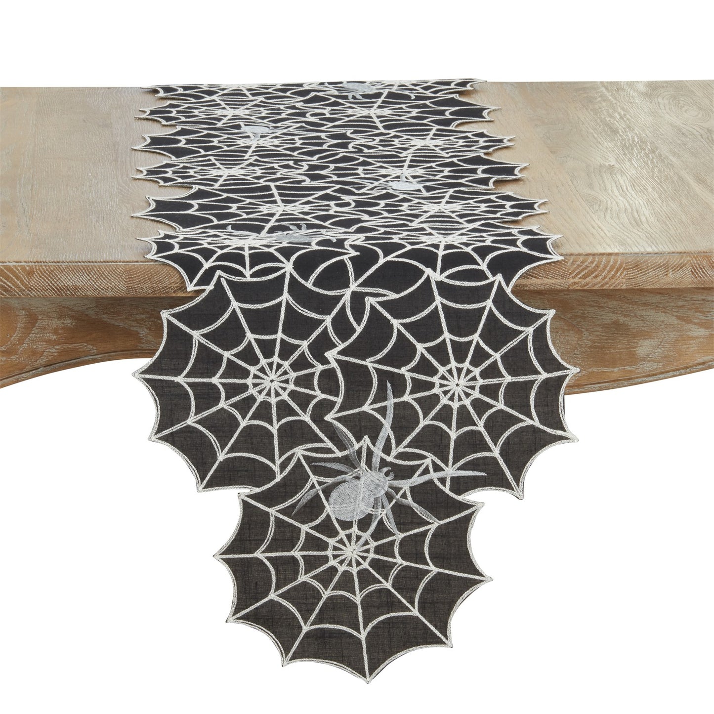 Halloween Black Spiderweb Table Runner, 100% Polyester