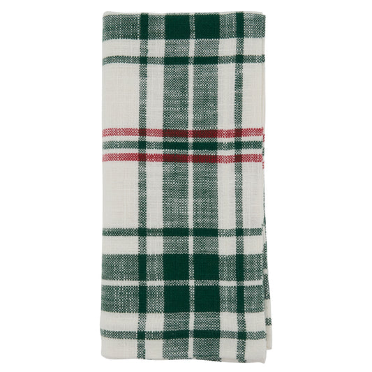 White/Green Plaid Napkins 100% cotton, 20 Inch Square (4 pcs.)