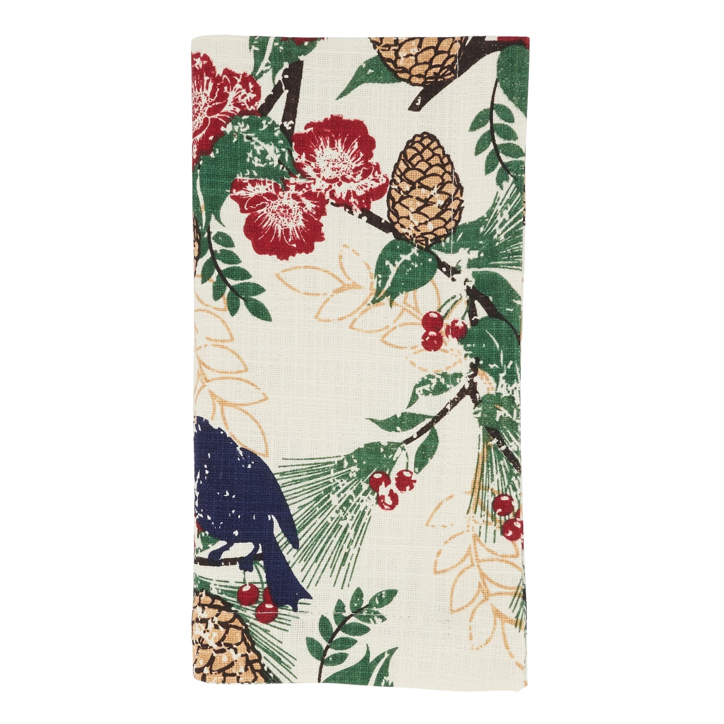 Multi Pinecones and Birds Napkins 100% cotton, 20 Inch Square (4 pcs.)