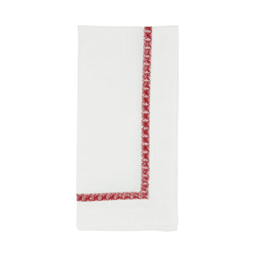 Burgundy Embroidered Border Napkins 100% polyester, 20 Inch Square (4 pcs.)