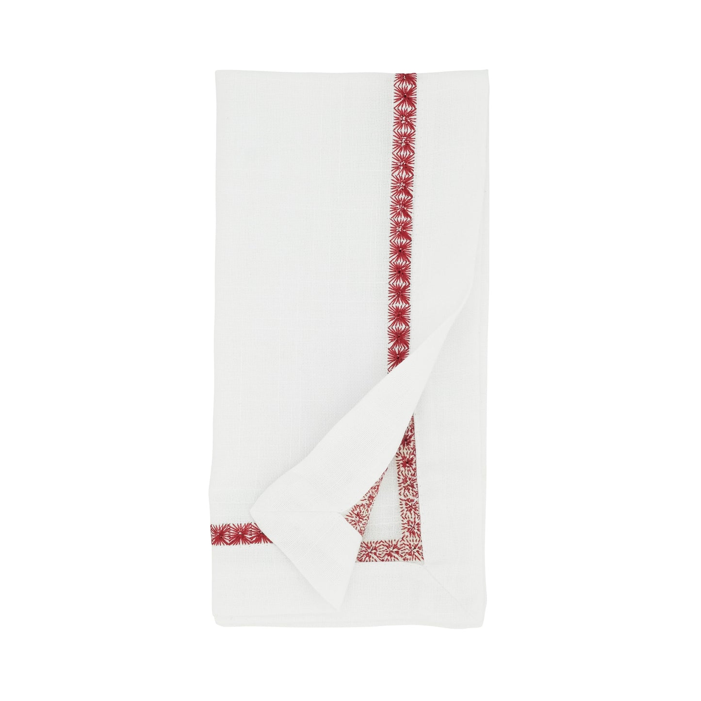 Burgundy Embroidered Border Napkins 100% polyester, 20 Inch Square (4 pcs.)