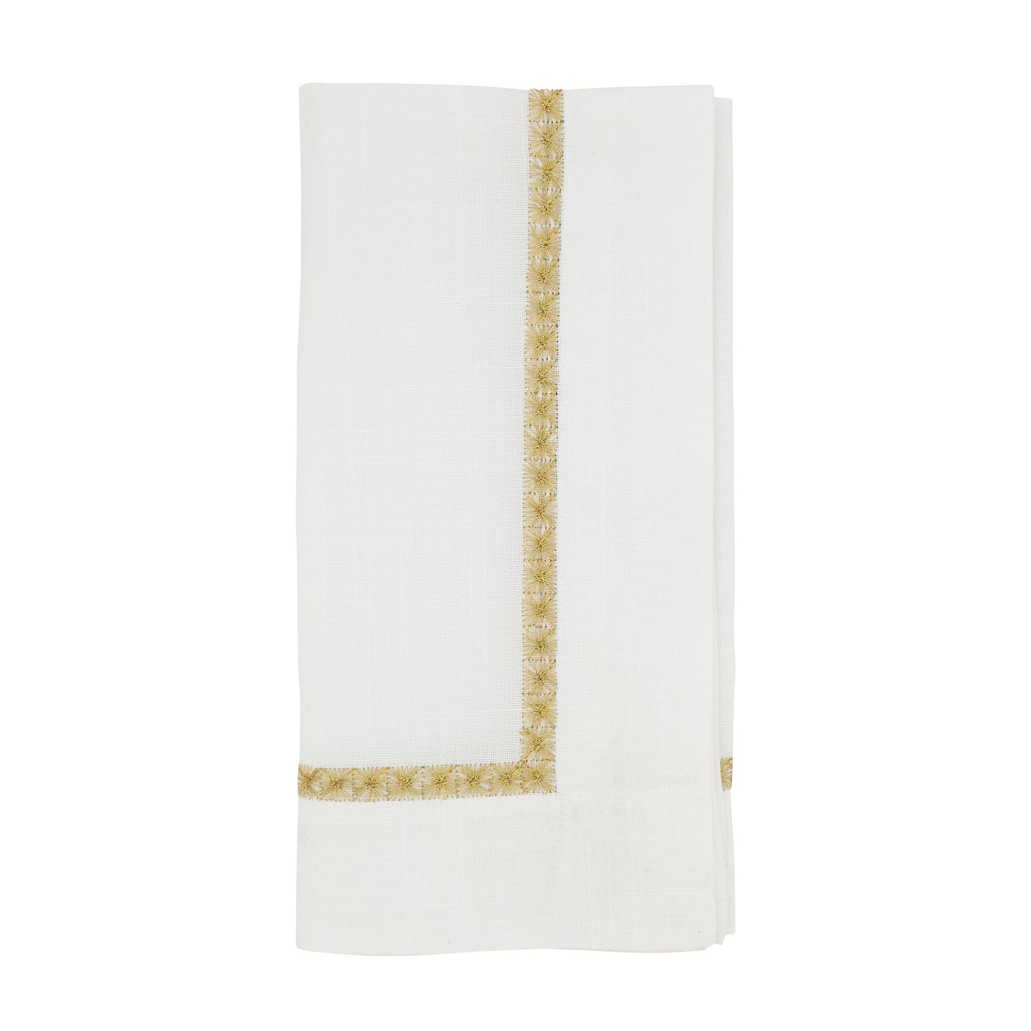 Gold Embroidered Border Napkins 100% polyester, 20 Inch Square (4 pcs.)