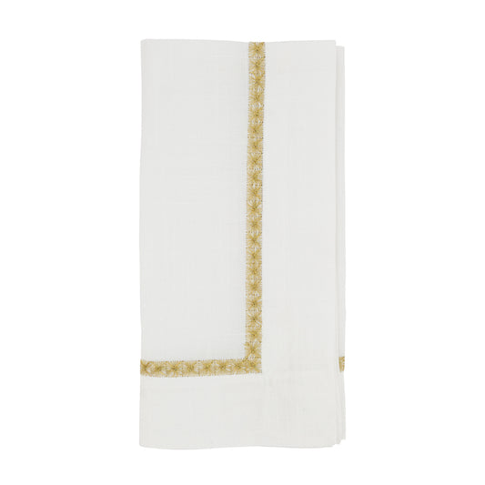 Gold Embroidered Border Napkins 100% polyester, 20 Inch Square (4 pcs.)