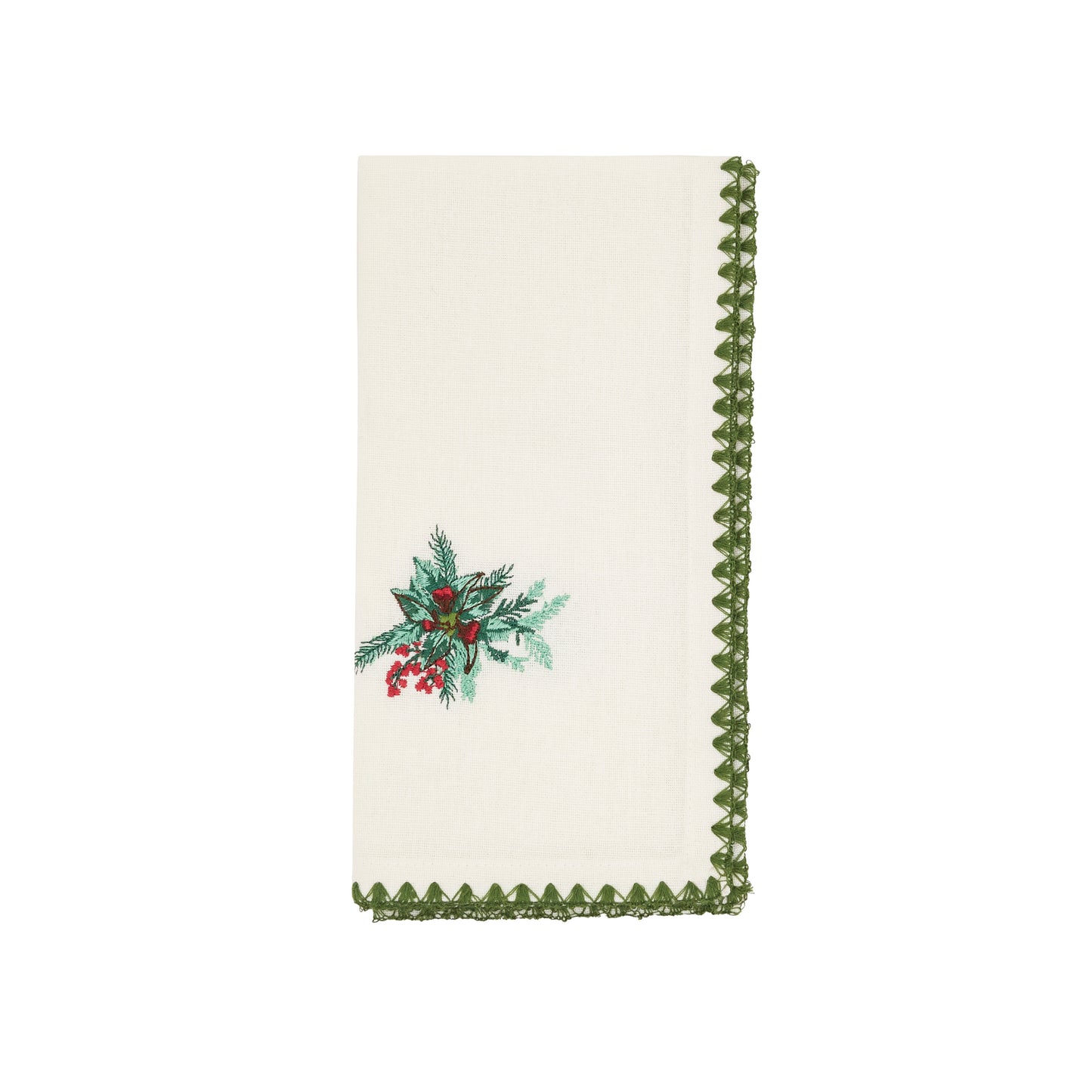 Green Holly Napkins 100% cotton, 18 Inch Square (4 pcs.)
