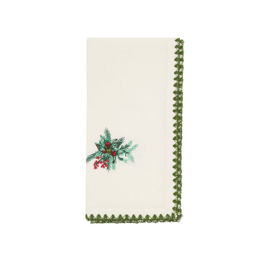 Green Holly Napkins 100% cotton, 18 Inch Square (4 pcs.)