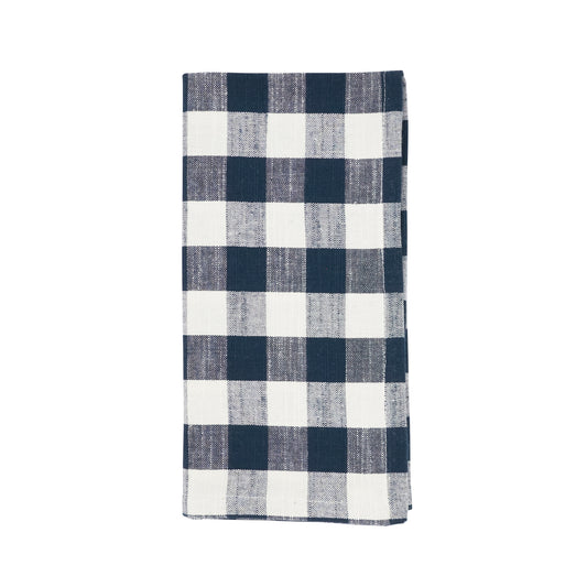 Navy Blue Gingham Design Napkins 100% cotton, 20 Inch Square (4 pcs.)