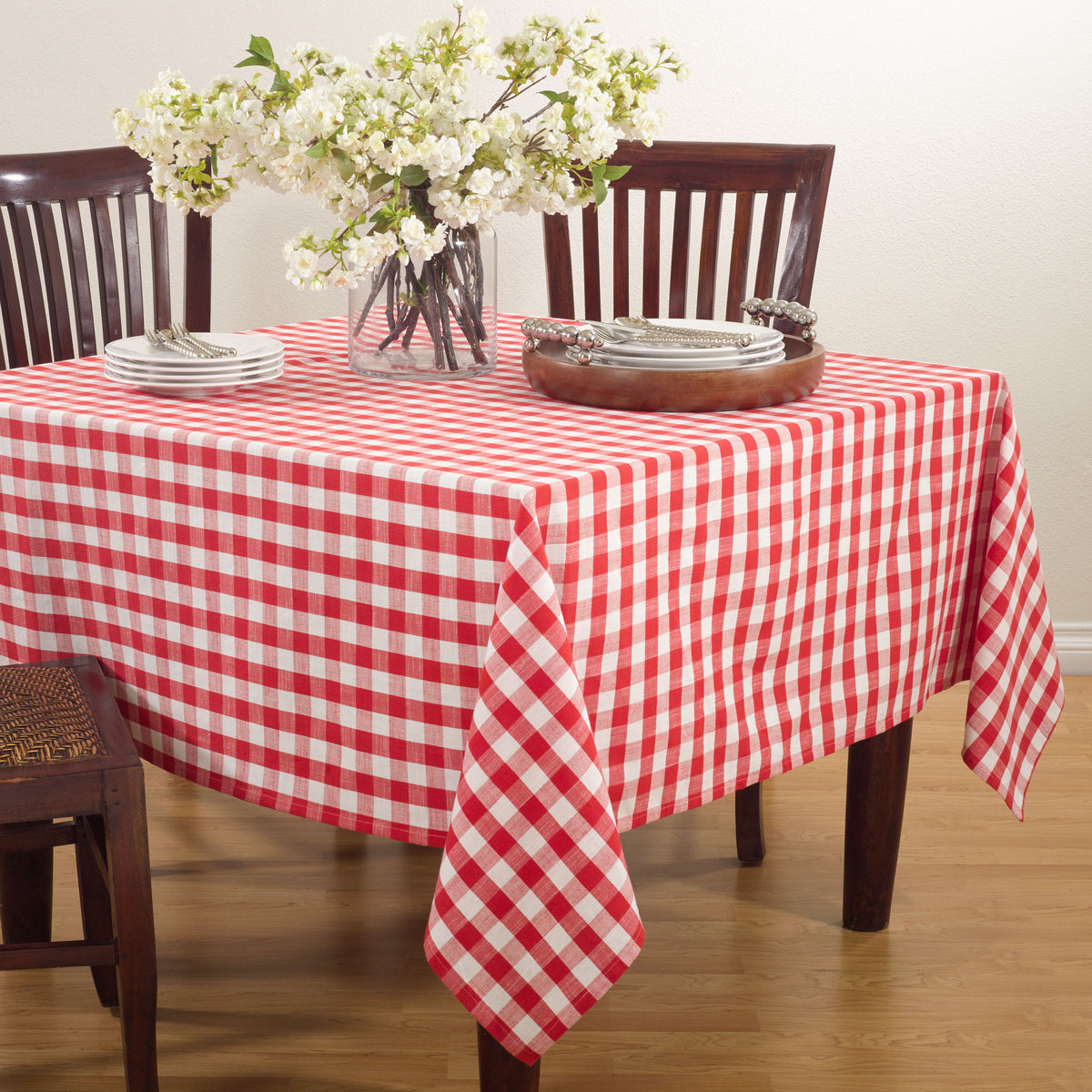 Red  Gingham Design Tablecloth  100% cotton