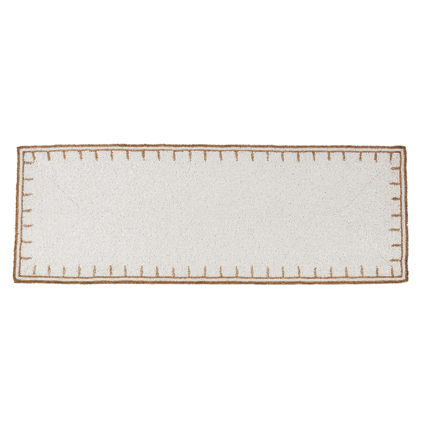 Everyday / All Season Ivory Off-White Beaded Table Runner, glass beads - acrylic beads - back: polyester