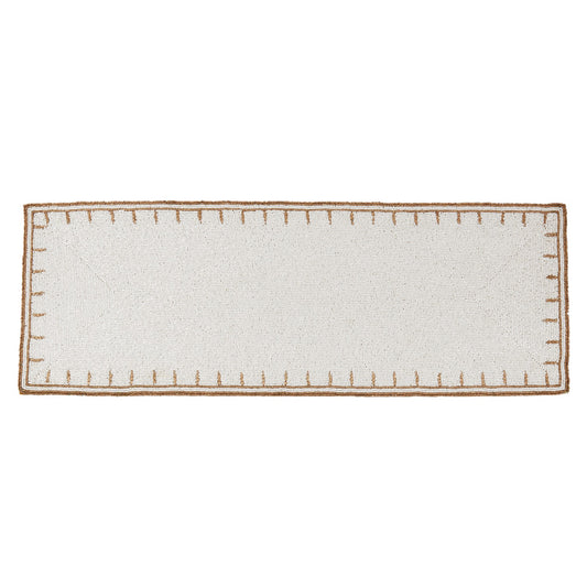 Everyday / All Season Ivory Off-White Beaded Table Runner, glass beads - acrylic beads - back: polyester