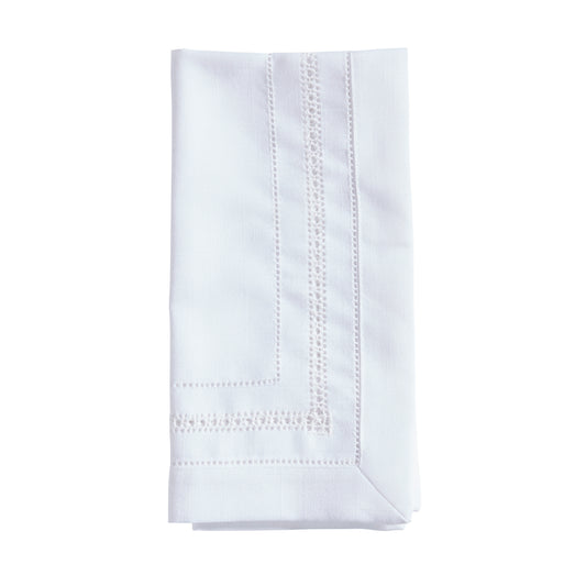 White Hemstitch Dinner Napkins 100% Polyester, 22 Inch Square (12 pcs.)