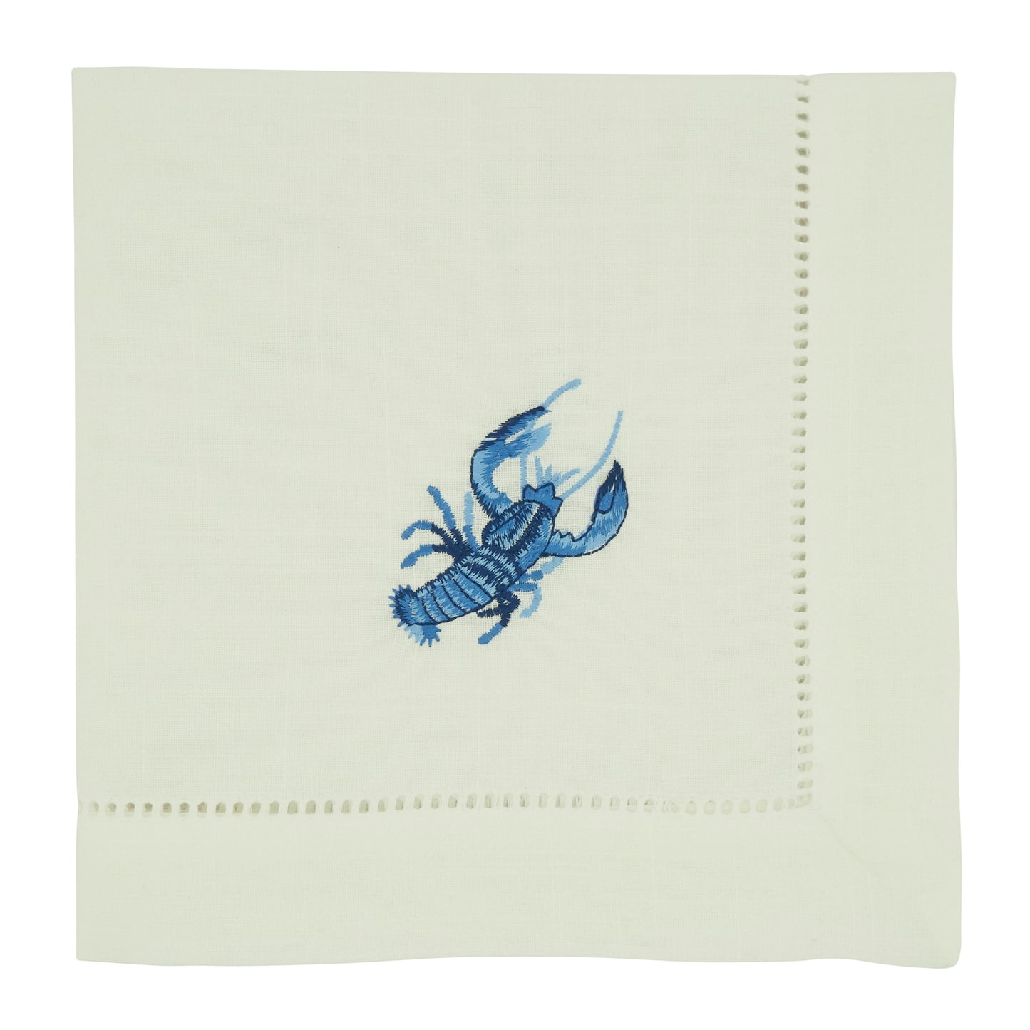 White Embroidered Lobster Napkins 100% polyester, 20 Inch Square (4 pcs.)