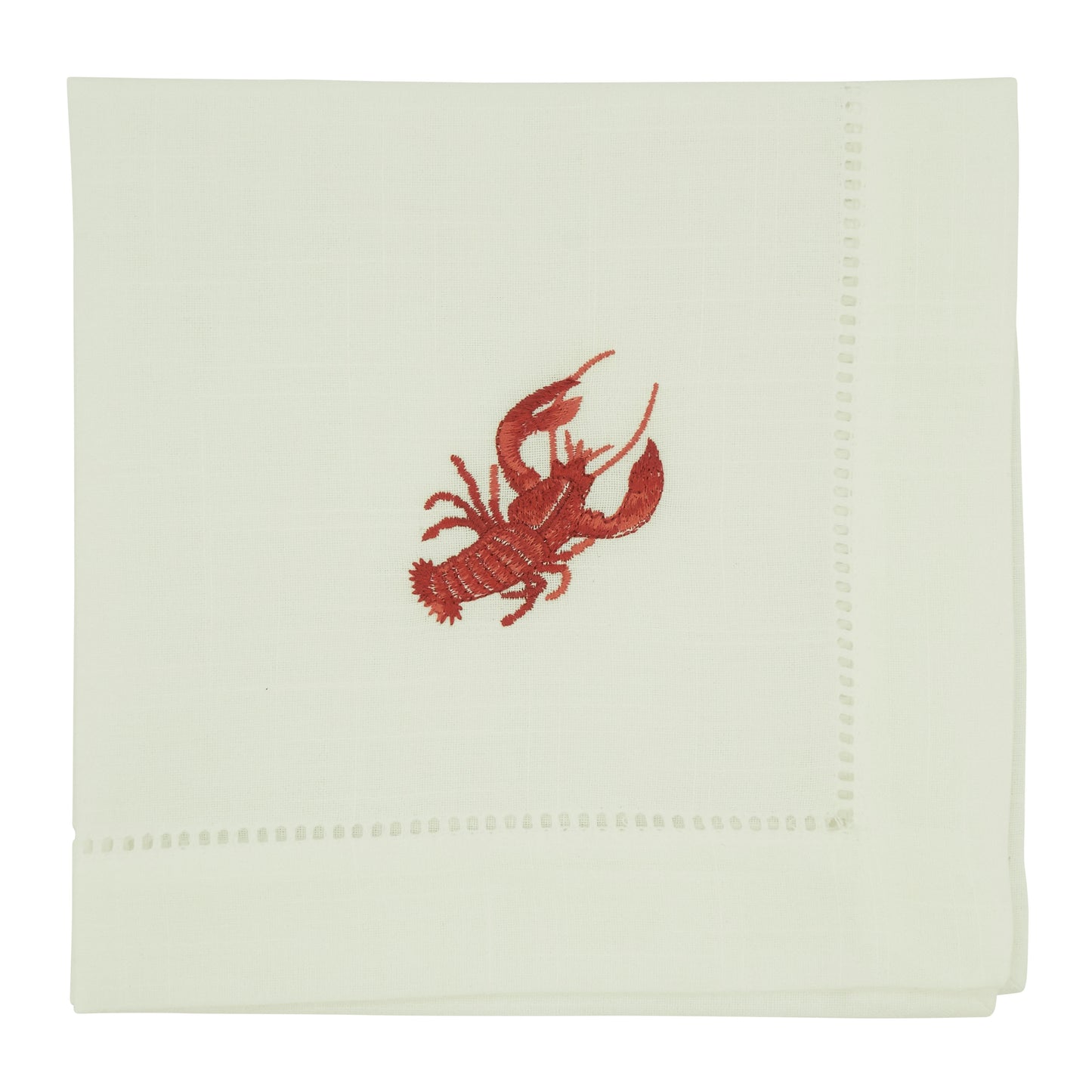 White Embroidered Lobster Napkins 100% polyester, 20 Inch Square (4 pcs.)