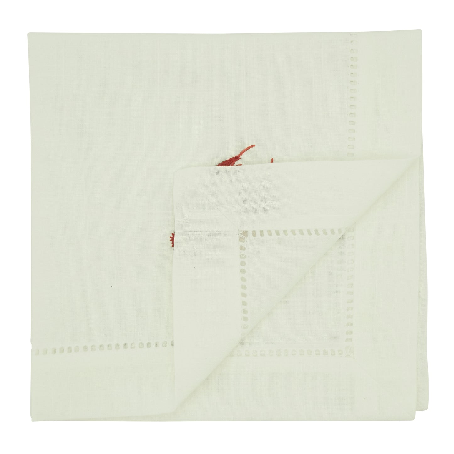 White Embroidered Lobster Napkins 100% polyester, 20 Inch Square (4 pcs.)