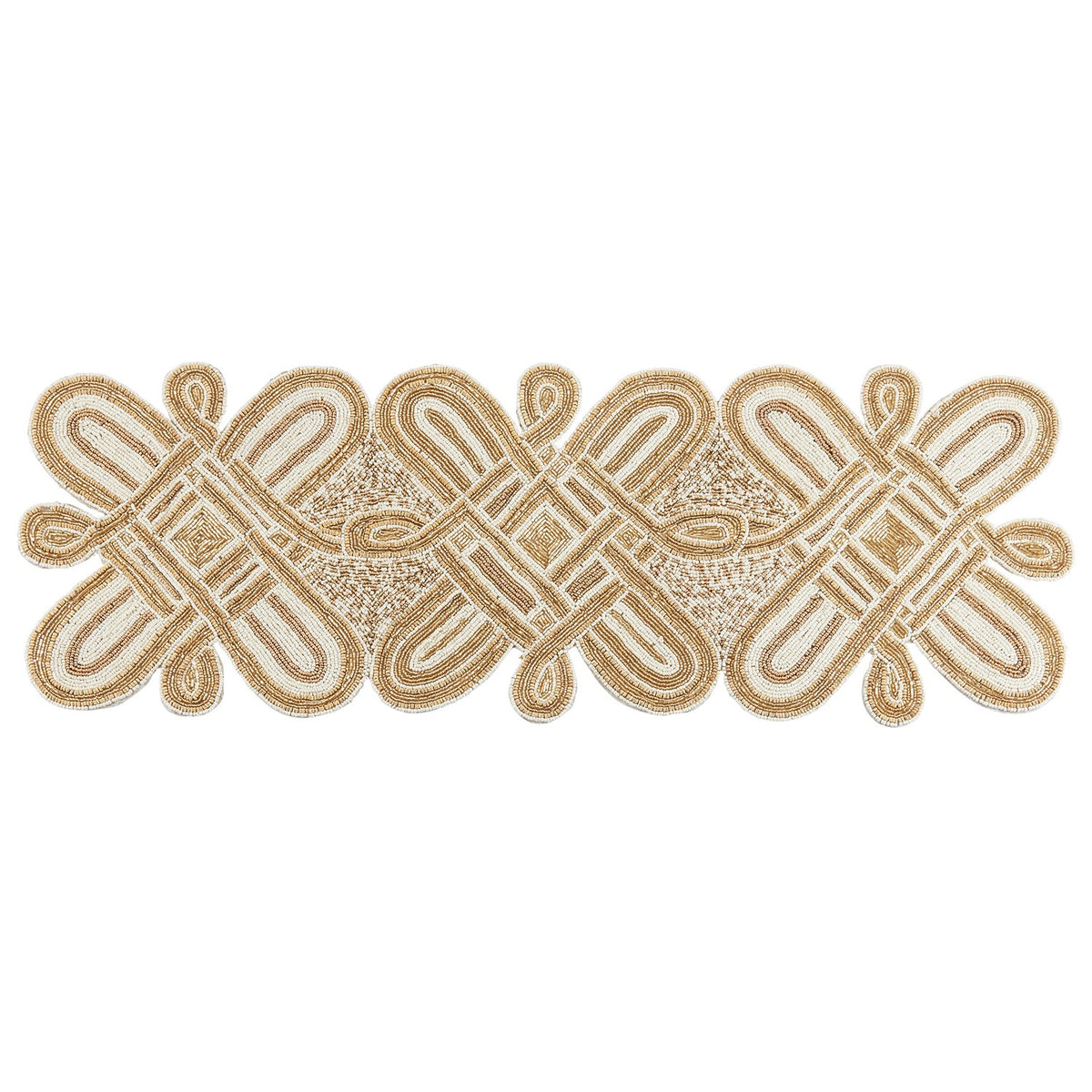Everyday / All Season Gold Beaded Table Runner, 65% glass beads - 35% polyester