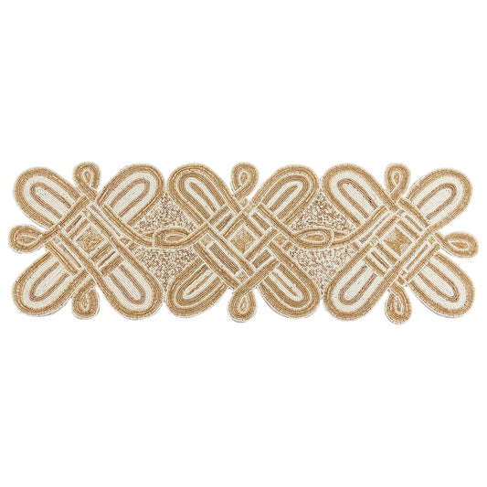 Everyday / All Season Gold Beaded Table Runner, 65% glass beads - 35% polyester