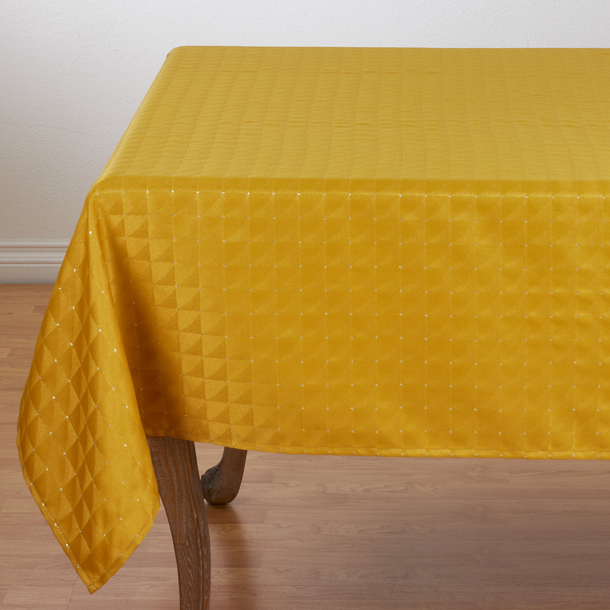 Gold  Checkered Holiday Tablecloth  100% polyester
