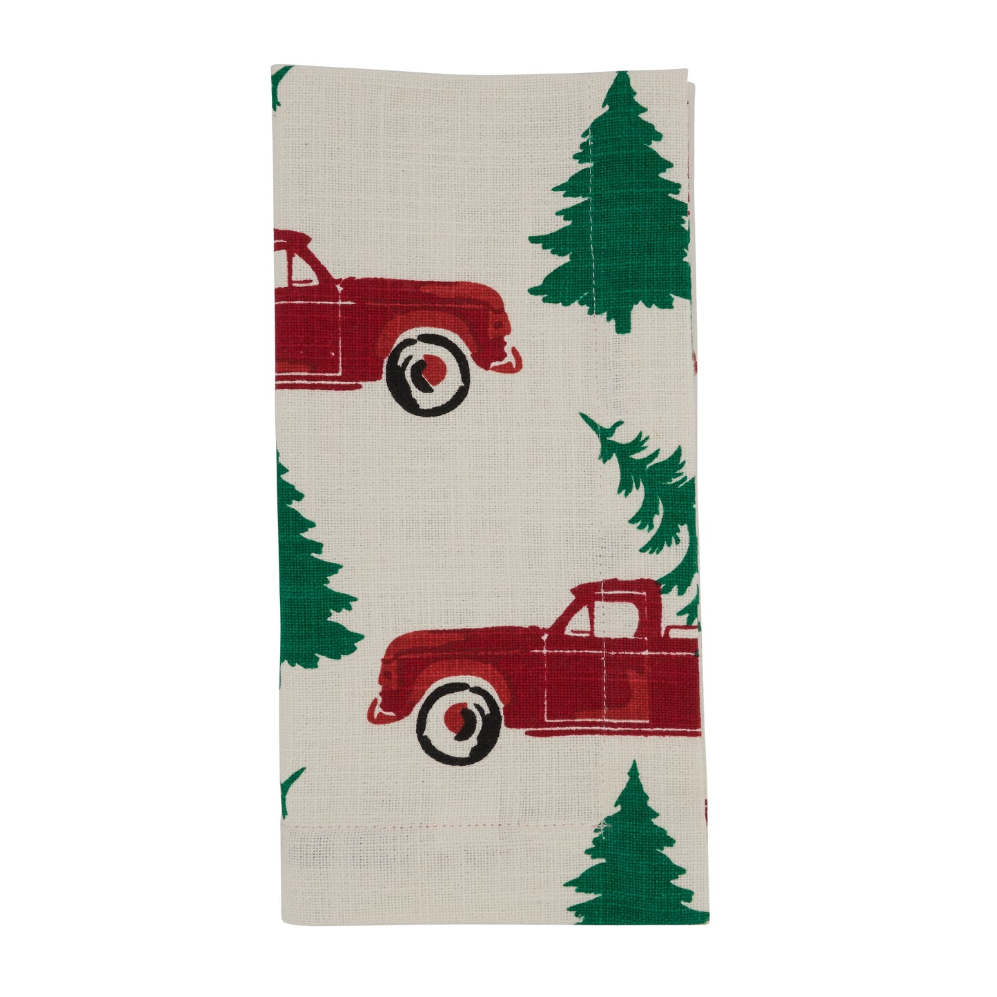 Multi Christmas Truck Napkins 100% cotton, 20 Inch Square (4 pcs.)