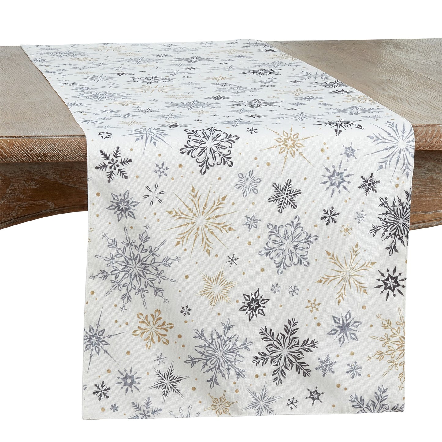 Christmas White Snowflake Table Runner, 100% Polyester