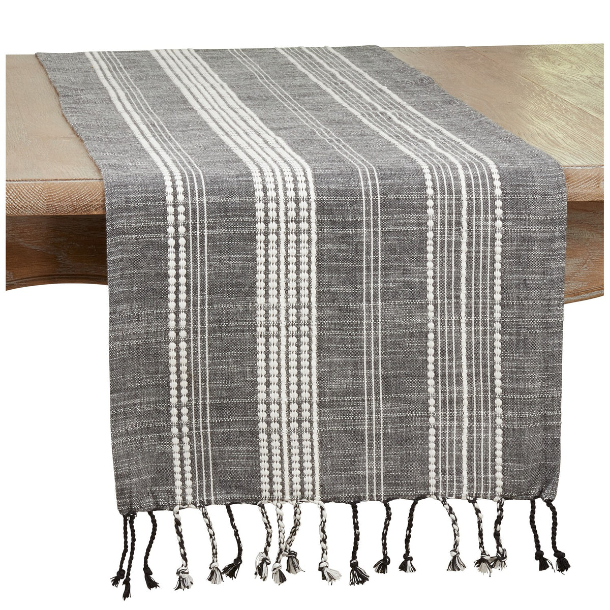 Everyday / All Season Black Striped Table Runner, 100% cotton